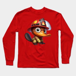Cute Platypus Firefighter Long Sleeve T-Shirt